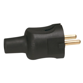 Legrand 2P csatlakozódugó 16A, fekete gumi - 50451
