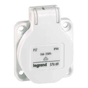 Legrand P17 Tempra háztartási aljzat, fehér IP44 - 57669