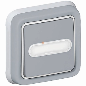   Legrand Plexo 55 süllyesztett 1P nyomó N/C jelzőfénnyel, címketartóval, komplett, szürke - 69824
