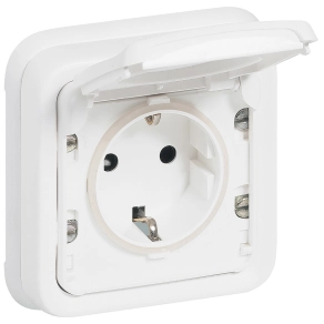   Legrand Plexo 55 süllyesztett 2P+F aljzat csapófedéllel, csavaros, komplett, Antimikrobiális - 70772
