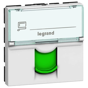   Legrand Program Mosaic 1 x RJ45 (FTP) Cat.6 2 modul zöld redőnnyel fehér - 76522