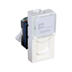   Legrand Program Mosaic RJ45 aljzat Cat 6 FTP 1 modul fehér antimikrobiális - 76582