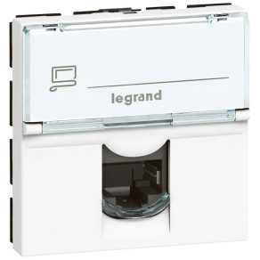   Legrand Program Mosaic 1 x RJ45 (FTP) Cat.6 2 modul 90°-ban elforgatott energiaoszlophoz fehér - 76592