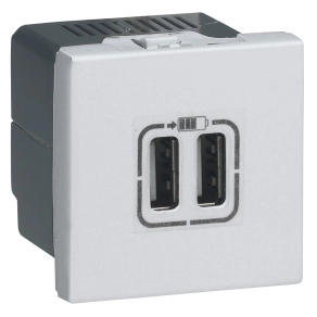   Legrand Program Mosaic kettős USB töltő aljzat, 1500 mA, 2 modulos, alumníium - 79394