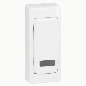   Legrand Oteo keskeny váltó- vagy egypólusú kapcsoló fényjelzőssé tehető, kerettel 10 A, fehér - 86087