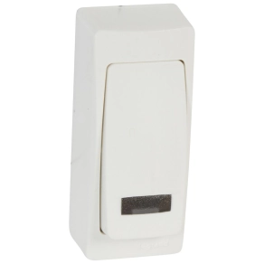   Legrand Oteo keskeny egypólusú nyomó fényjelzőssé tehető, kerettel 6 A, fehér - 86088