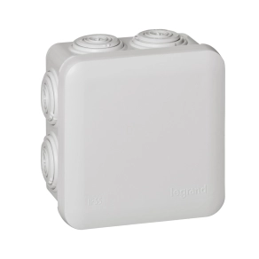   Legrand Plexo 55 négyzet alakú szerelődoboz 80×80×45 mm, 7 bemenet, szürke - 92012