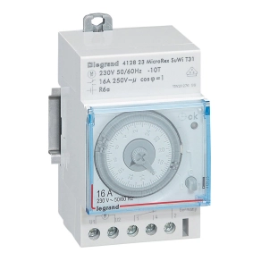   Legrand MicroRex T31 napi programkapcsoló autómatikus téli/nyári időszámítás átállás, vízszintes előlappal - 412823