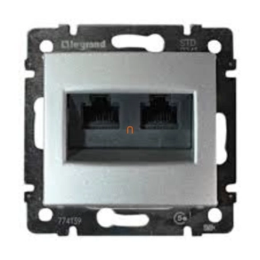   Legrand Valena 2xRJ45 LCS2Cat5e UTP aljzat körömmel, alumínium - 770231