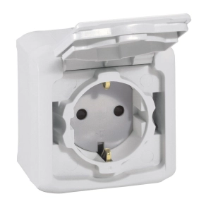   Legrand Forix IP44 fk 2P+F földelt csatlakozóaljzat, 16A, csapófedéllel, biztonsági zsaluval, szürke - 782393