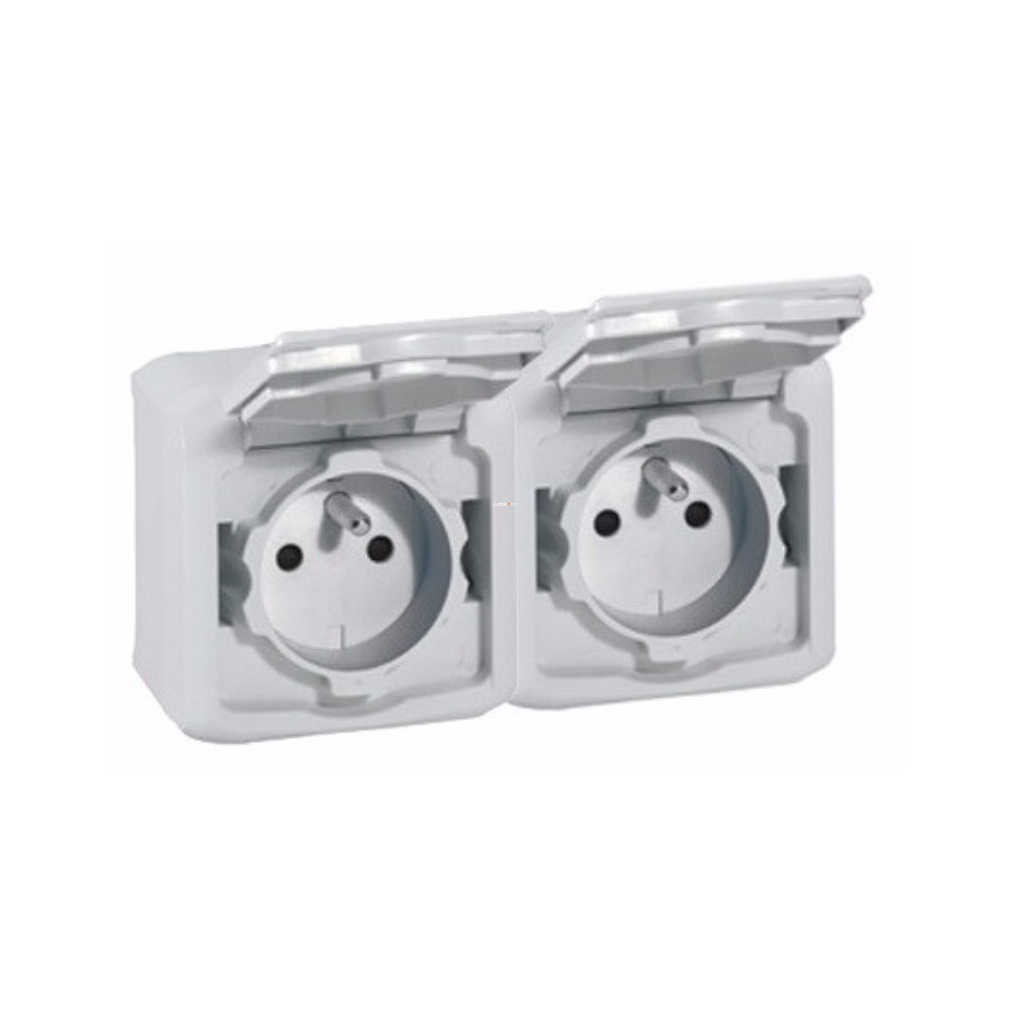 Legrand Forix 2x2P+F GYV CSF csatlakozóaljzat csapófedéllel IP44 falon kívüli szürke szürke(782394)