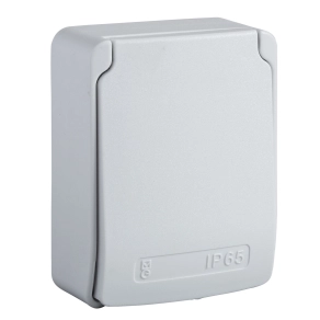 Schneider Electric PratiKa - 81144 - Mureva PK (Pratika) Háztartási aljzat, 2P+F, 65x85, hátsó meghúzással, szürke, IP65, angol