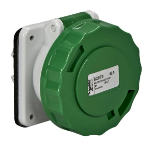   Schneider Electric Pratika 82969 - panelre szerelhető egyenes aljzat, 2P, 4h, 32A, 25 - 50V, IP67, csavaros