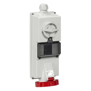   Schneider Electric PratiKa - 83796 - Falra szerelhető, reteszelhető aljzat, 3P+N+F, 6h, 32A, 415V, IP65, DIN sínnel