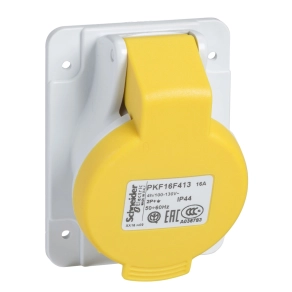   Schneider Electric PratiKa - PKF16F413 - Mureva PK (Pratika) Panelre szerelhető döntött aljzat, 2P+F, 4h, 16A, 130V, IP44, csavaros