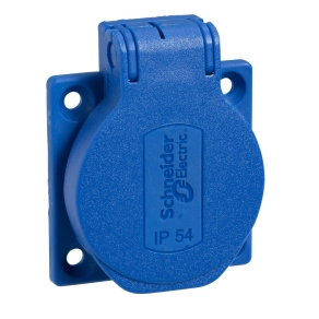   Schneider Electric Kaedra Box - PKS51B - Mureva PK (Pratika) Háztartási aljzat, 2P+F, 50x50, hátsó meghúzással, kék, IP54, német