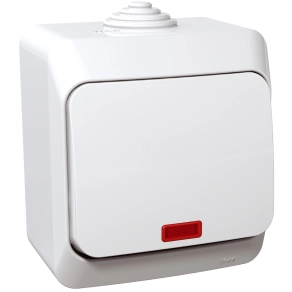   Schneider Electric Cedar Plus - WDE000514 - Egypólusú kapcsoló, jelzőfénnyel, IP44, fehér