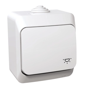   Schneider Electric Cedar Plus - WDE000513 - Egypólusú nyomó, lámpajellel, IP44, fehér