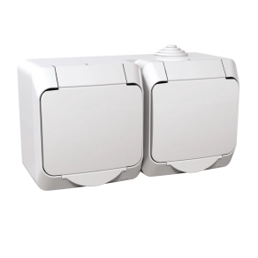   Schneider Electric Cedar Plus - WDE000523 - 2x2P+F csatlakozóaljzat, biztonsági zsaluval, csapófedéllel, IP44, fehér