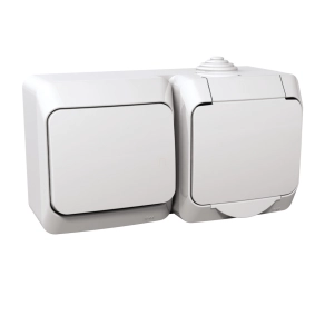   Schneider Electric Cedar Plus - WDE000500 - 2P+F csatlakozóaljzat, egypólusú kapcsolóval, IP44, fehér