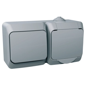  Schneider Electric Cedar Plus - WDE000604 - 2P+F csatlakozóaljzat, váltókapcsolóval, IP44, szürke