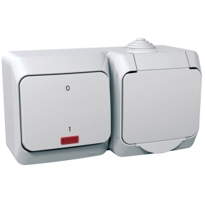   Schneider Electric Cedar Plus - WDE000503 - 2P+F csatlakozóaljzat, kétpólusú jelzőfényes kapcsolóval, IP44, fehér
