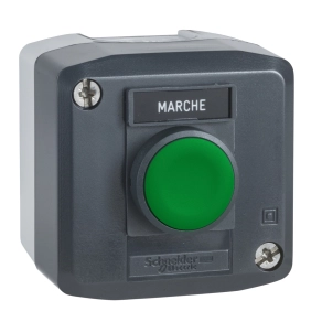   Schneider Electric Harmony XALD - XALD101 - tokozott nyomógomb, 1NO, 1 zöld nyomógomb, "MARCHE" felirati címke