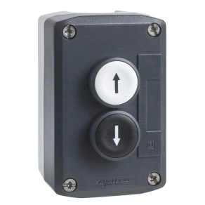   Schneider Electric Harmony XALD - XALD222E - tokozott nyomógomb, 1 fehér - 1 fekete nyomógomb, 2NO+2NC, fel és lefelé mutató nyíl feliratok