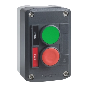   Schneider Electric Harmony XALD - XALD211H29 - tokozott nyomógomb, 1 piros - 1 zöld nyomógomb, 1NC+1NO, "Start" "Stop" felirati címkék