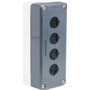   Schneider Electric Harmony XALD – Üres vezérlőállomás műanyag házzal, sötétszürke fedéllel, világosszürke alappal, 4 kivágással, IP66/IP67/IP69/IP69K védettség; XALD04H7