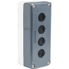 Schneider Electric Harmony XALD – Üres vezérlőállomás műanyag házzal, sötétszürke fedéllel, világosszürke alappal, 4 kivágással, IP66/IP67/IP69/IP69K védettség; XALD04H7