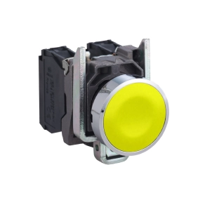   Schneider Electric Harmony XB4 - XB4BA51 - komplett fém nyomógomb, Ø22, visszatérő, 1NO, sárga