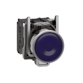   Schneider Electric Harmony XB4 - XB4BW36G5 - komplett fém LED világító nyomógomb, Ø22, visszatérő, 1NO+1NC, 120VAC, kék