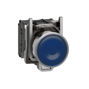   Schneider Electric Harmony XB4 - XB4BW36M5 - komplett fém LED világító nyomógomb, Ø22, visszatérő, 1NO+1NC, 230VAC, kék