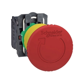 Schneider Electric Harmony XB5 - XB5AS8444 - komplett műanyag Ø40 gombafejű vészgomb, Ø22, forgatásra kioldó, 2NC