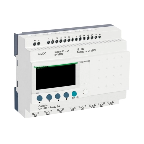 Schneider Electric Zelio Logic - SR2A201BD - programozható relé, kompakt, LCD kijelző, 10 DI + 2 DI/AI, 8 DO relés, 24 VDC