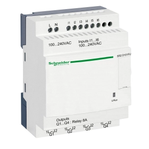 Schneider Electric Zelio Logic - SR2D101FU - programozható relé, kompakt, kijelző nélkül, 6 DI, 4 DO relés, 230 VAC