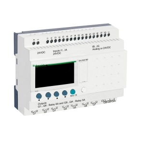   Schneider Electric Zelio Logic - SR3B261BD - programozható relé, bővíthető, LCD kijelző, 10 DI + 6 DI/AI,10 DO relés, belső órával, 24 VDC