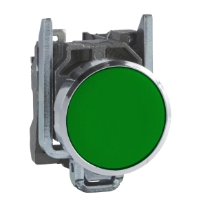   Schneider Electric Harmony XB4 - XB4BA31 - komplett fém nyomógomb, Ø22, visszatérő, 1NO, zöld