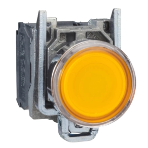   Schneider Electric Harmony XB4 - XB4BW3565 - komplett fém BA9s izzós világító nyomógomb, Ø22, visszatérő, 1NO+1NC, 250V, narancssárga