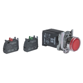   Schneider Electric Harmony XB4 - XB4BW3435 - komplett fém BA9s izzós világító nyomógomb, Ø22, visszatérő, 1NO+1NC, 120VAC, piros