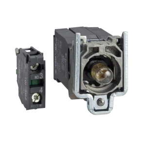   Schneider Electric Harmony XB4 - ZB4BW041 - fém jelzőlámpa és érintkező blokk rögzítő aljzattal, BA9s izzós, transzformátoros, 1NO, 230VAC