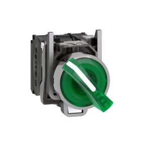   Schneider Electric Harmony XB4 - XB4BK123B5 - komplett fém LED világító választókapcsoló, Ø22, 2 állású, 24 V, 1NO+1NC, zöld