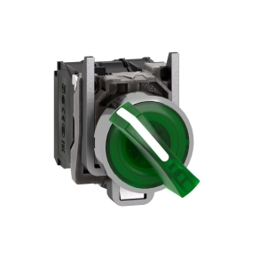   Schneider Electric Harmony XB4 - XB4BK123G5 - komplett fém LED világító választókapcsoló, Ø22, 2 állású, 120 VAC, 1NO+1NC, zöld