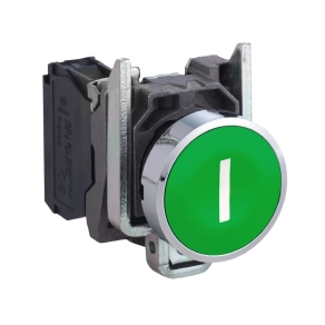   Schneider Electric Harmony XB4 - XB4BA3311 - komplett fém nyomógomb, Ø22, visszatérő, 1NO, fehér, "I"