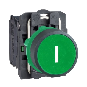Schneider Electric Harmony XB5 - XB5AA3311 - komplett műanyag nyomógomb, Ø22, visszatérő, 1NO, fehér, "I"