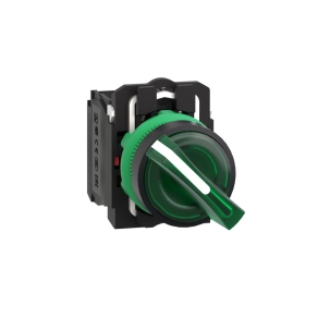   Schneider Electric Harmony XB5 - XB5AK123B5 - komplett műanyag LED világító választókapcsoló, Ø22, 2 állású, 24 V, 1NO+1NC, zöld
