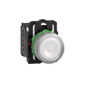 Schneider Electric Harmony XB5 - XB5AW31B5 - komplett műanyag LED világító nyomógomb, Ø22, visszatérő, 1NO+1NC, 24VAC/DC, fehér