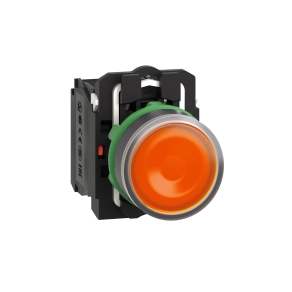 Schneider Electric Harmony XB5 - XB5AW35B5 - komplett műanyag LED világító nyomógomb, Ø22, visszatérő, 1NO+1NC, 24VAC/DC, narancssárga