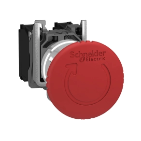 Schneider Electric Harmony XB4 - XB4BS84441 - komplett fém Ø40 gombafejű vészgomb, Ø22, forgatásra kioldó, 2NC+1NO